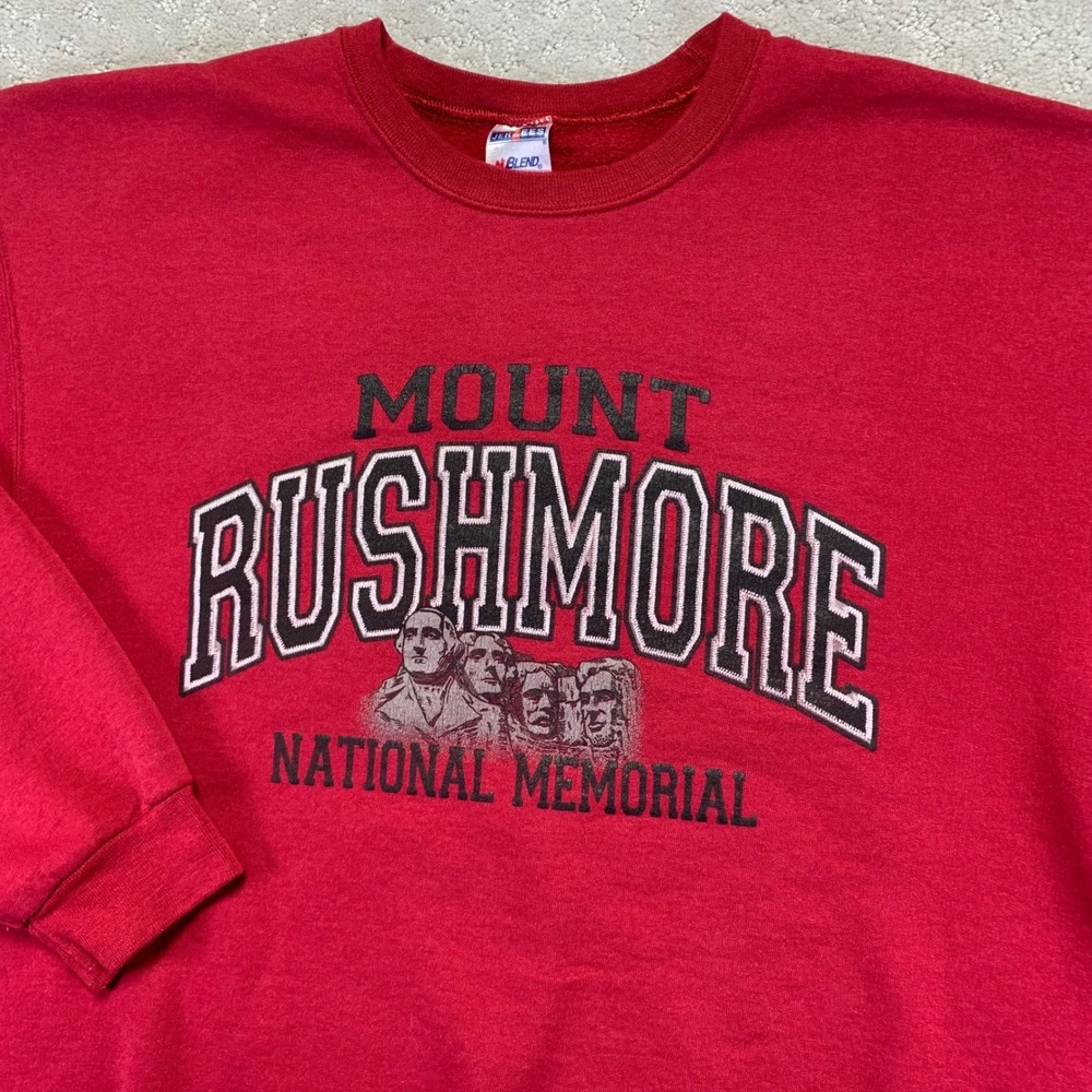 Vintage Mount Rushmore Sweatshirt Size‎ XL Red Graphic Park Souvenir Crewneck